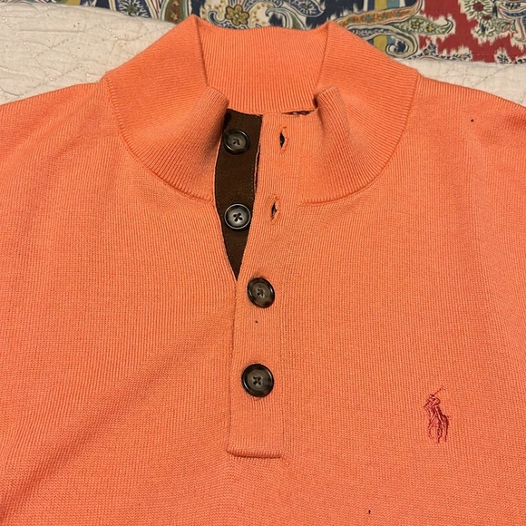 Ralph Lauren peachy orange button up sweater - Picture 3 of 3